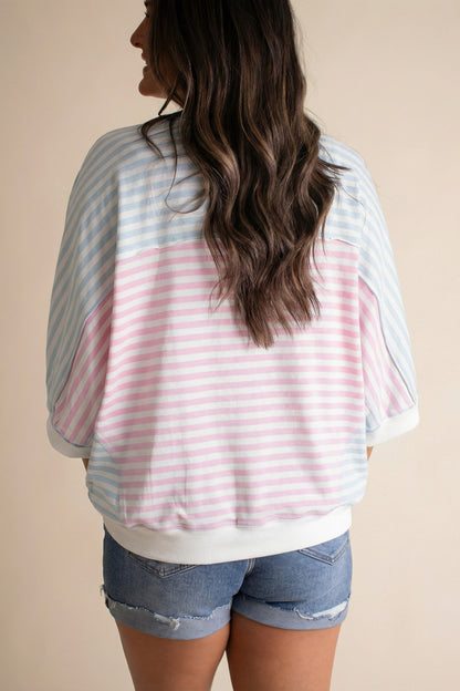 Cotton Candy Striped Dolman Top