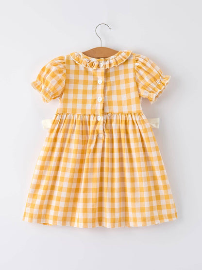 Toddler Girls Smocking Embroidered Plaid Dress