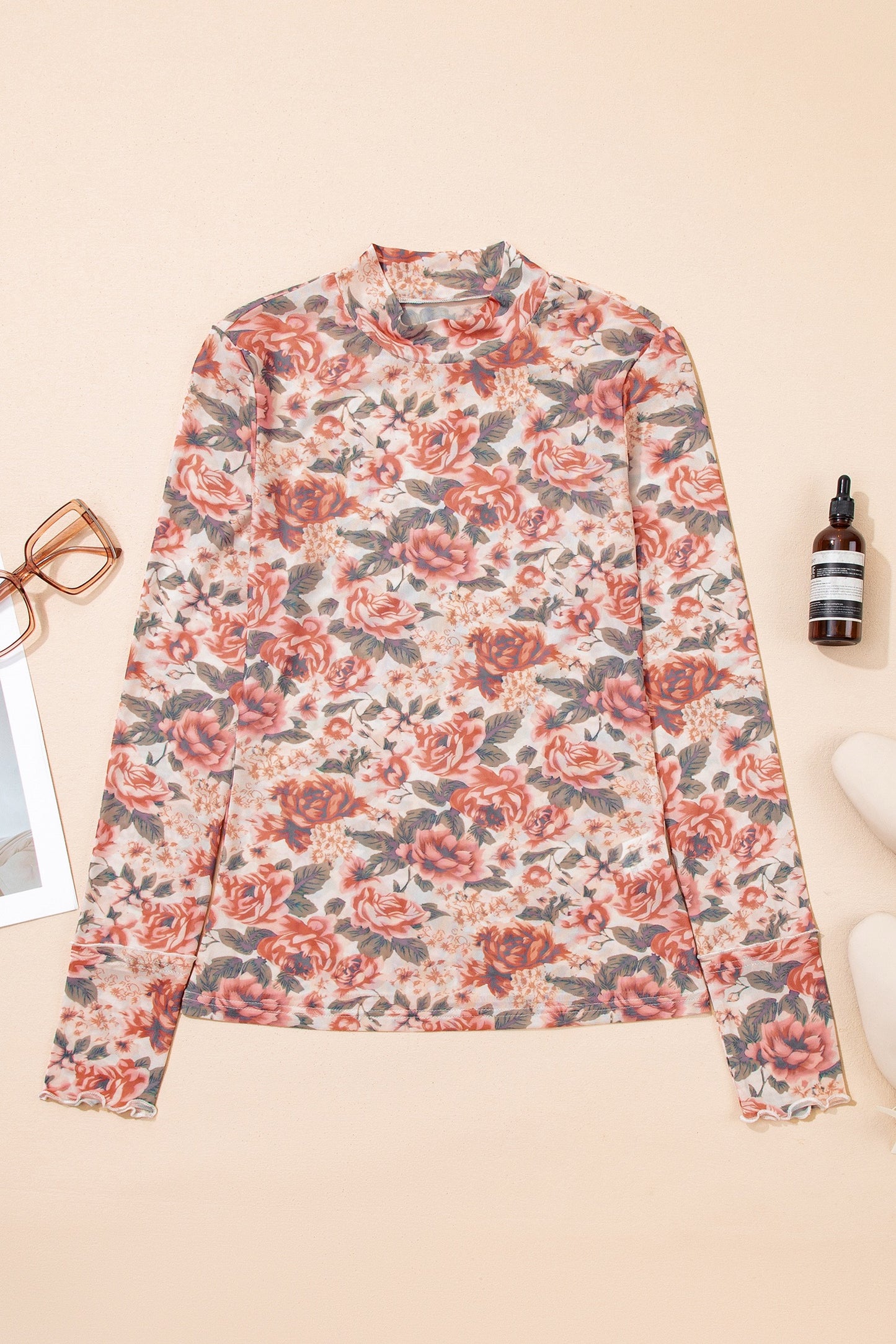 Vintage Rose Mock Neck Top