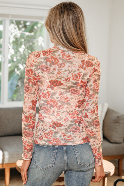 Vintage Rose Mock Neck Top