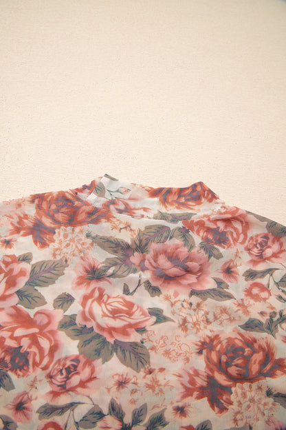 Vintage Rose Mock Neck Top