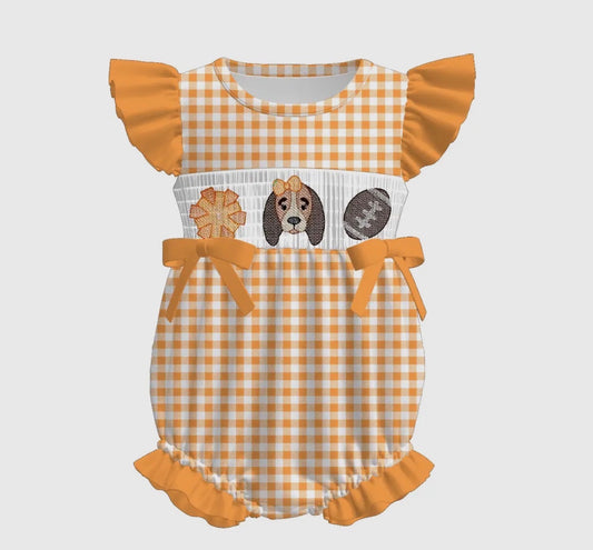 Football Smocked Bubble Romper