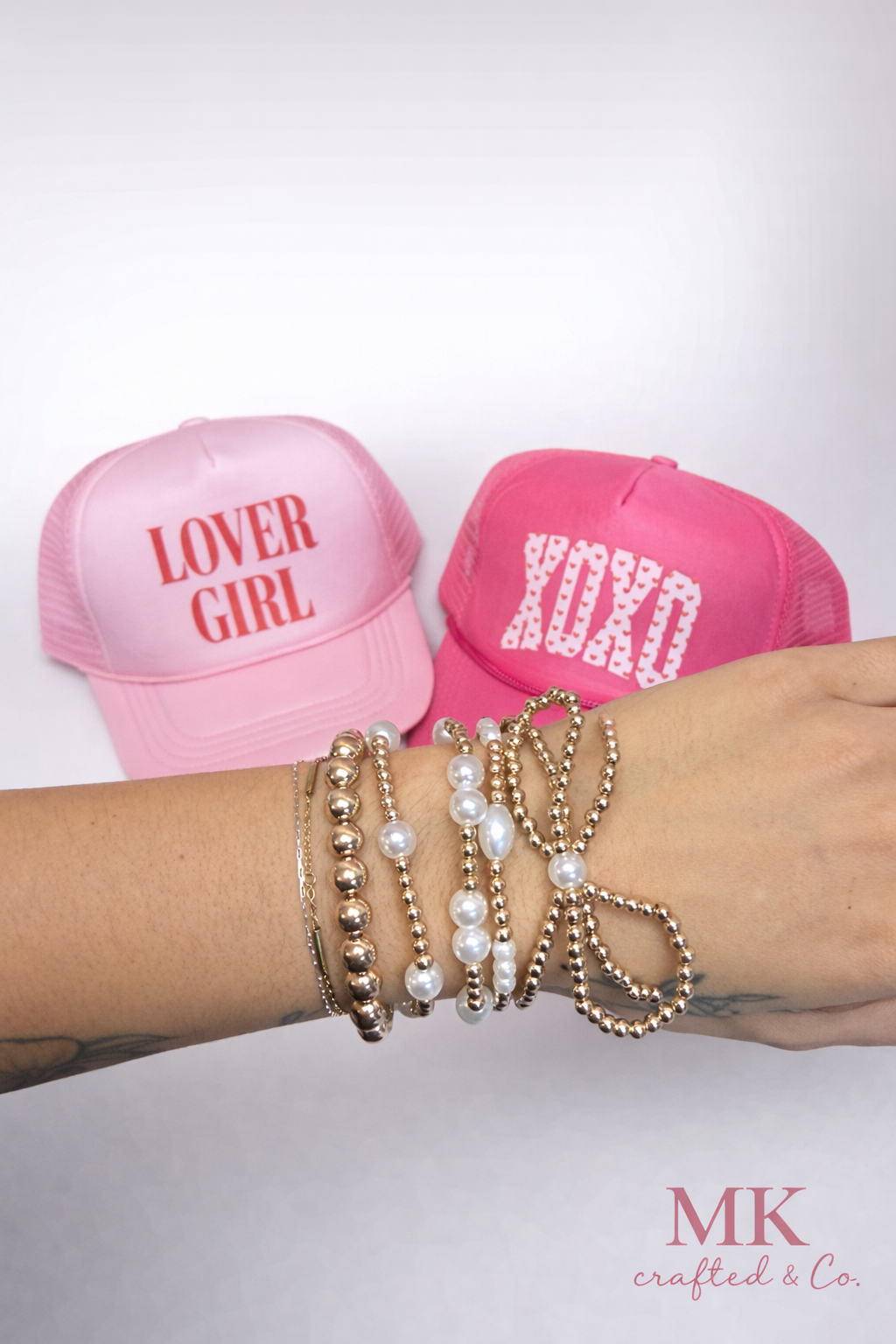 Multi Layer Ball Chain Bead Pearl Bow Bracelet