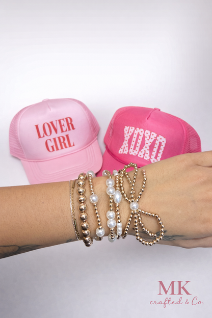 Multi Layer Ball Chain Bead Pearl Bow Bracelet