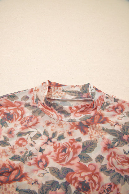 Vintage Rose Mock Neck Top