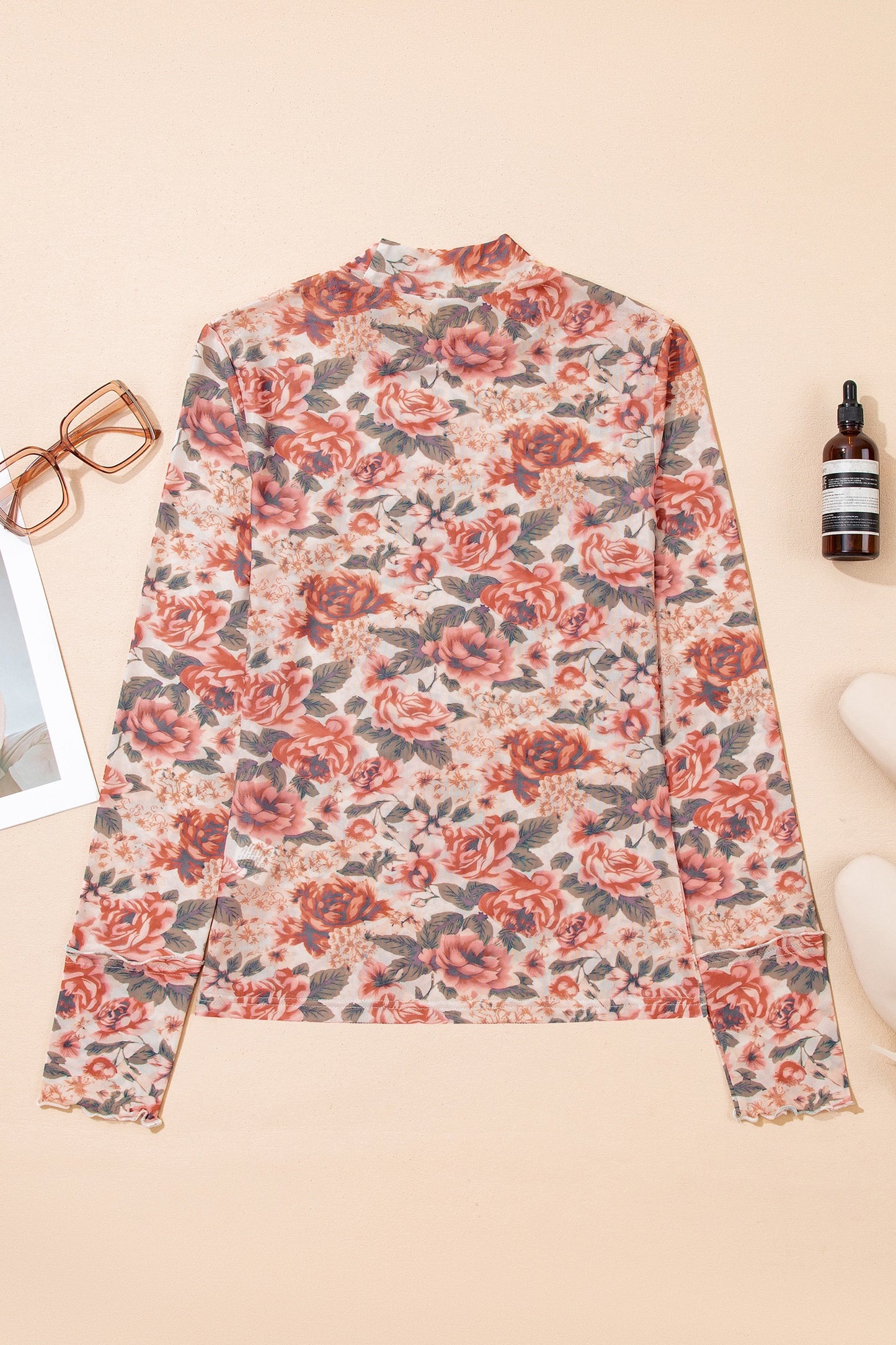 Vintage Rose Mock Neck Top