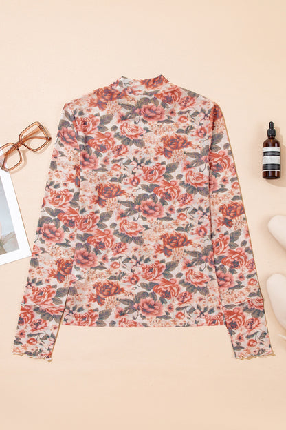 Vintage Rose Mock Neck Top