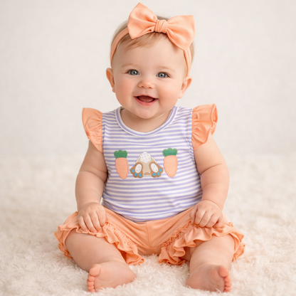 Embroidery Easter Carrot Girl Shorts Set