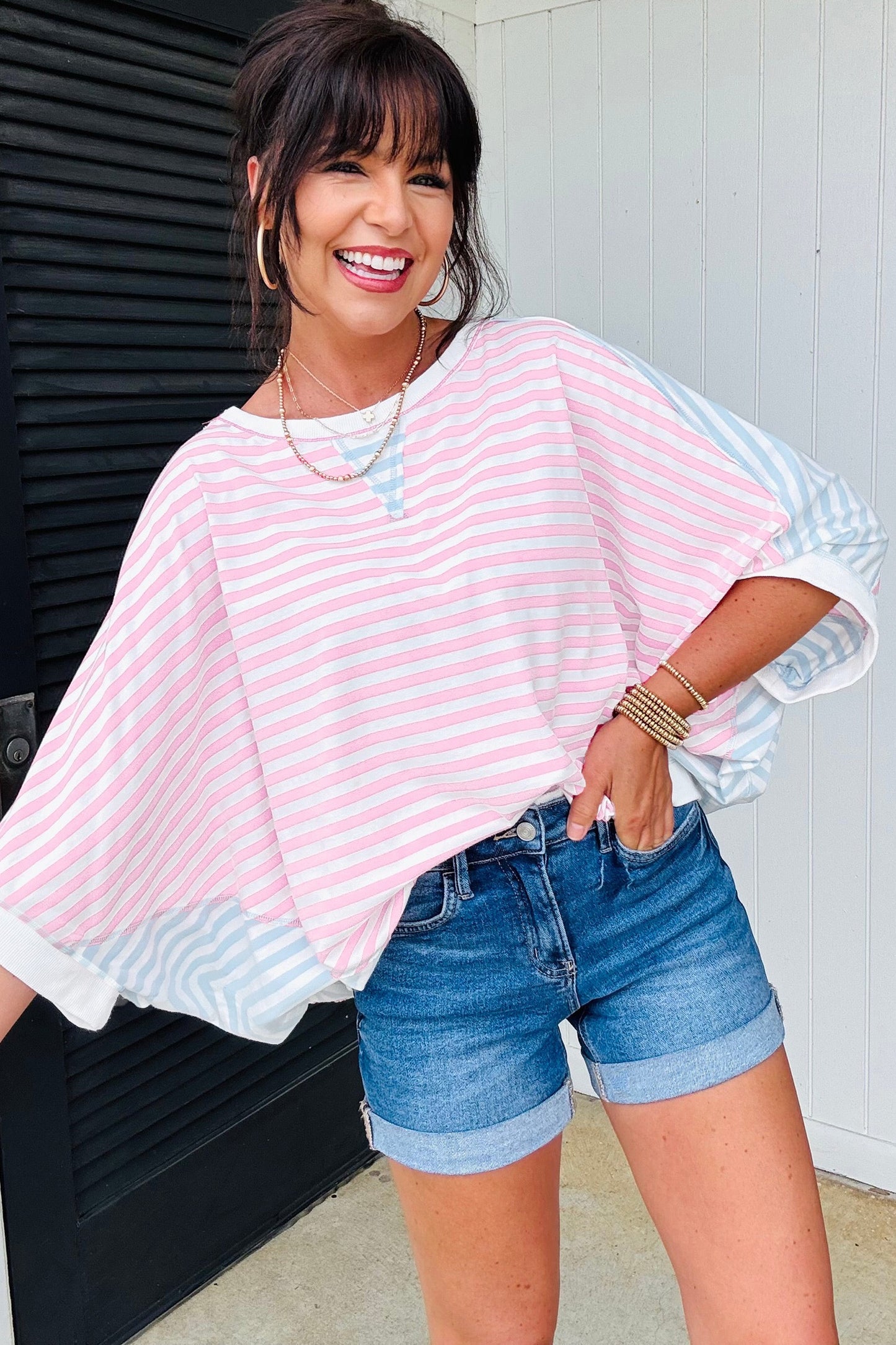 Cotton Candy Striped Dolman Top