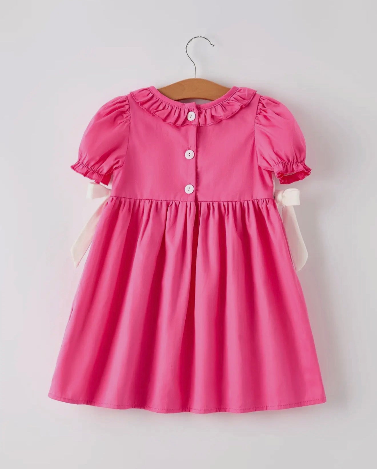 Pink Smocked Church Christ Bishop Christening Bow Girl Dress