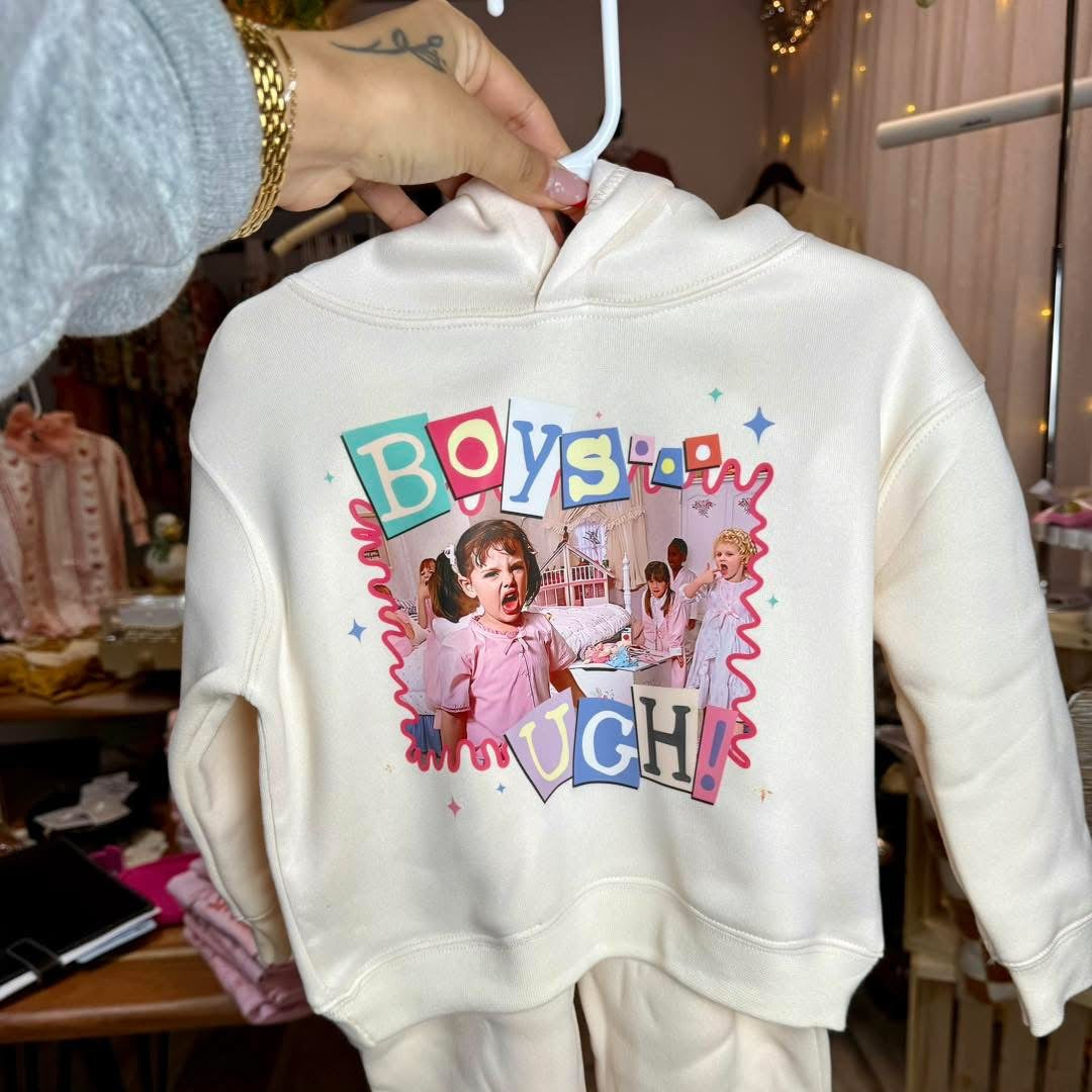 “Boys Are Too Much” Retro Graphic Hoodie – Kids & Toddler