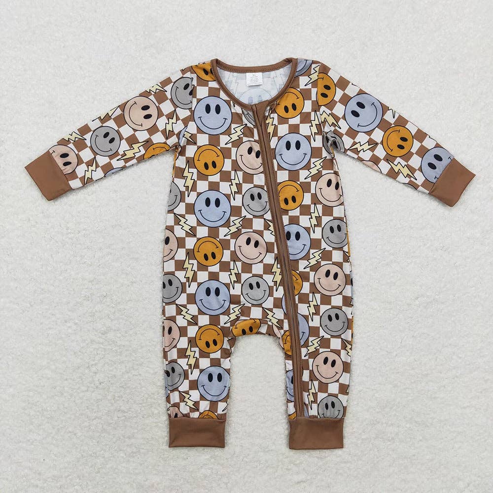 Smile Thunder Bamboo Zip Rompers
