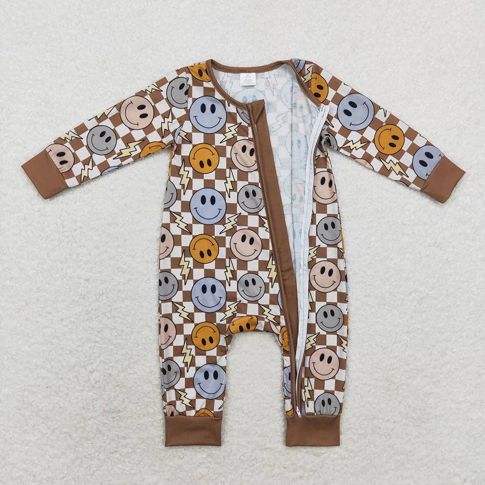 Smile Thunder Bamboo Zip Rompers